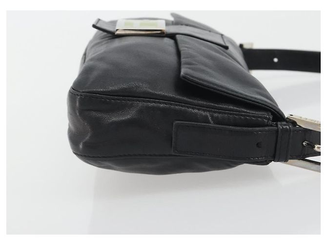 FENDI Mamma Baguette Shoulder Bag Leather Black Silver - vista 3
