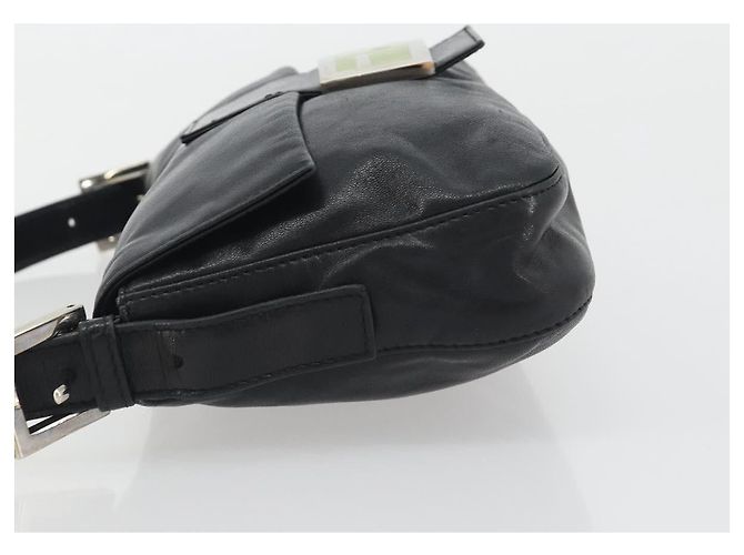 FENDI Mamma Baguette Shoulder Bag Leather Black Silver - vista 4