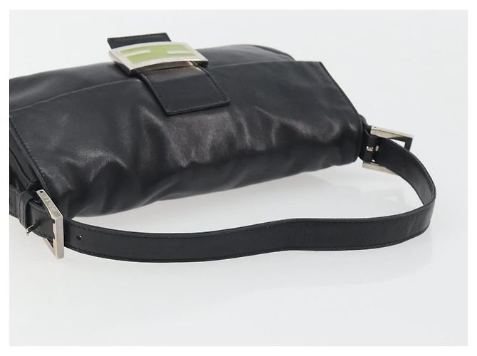 FENDI Mamma Baguette Shoulder Bag Leather Black Silver - vista 7