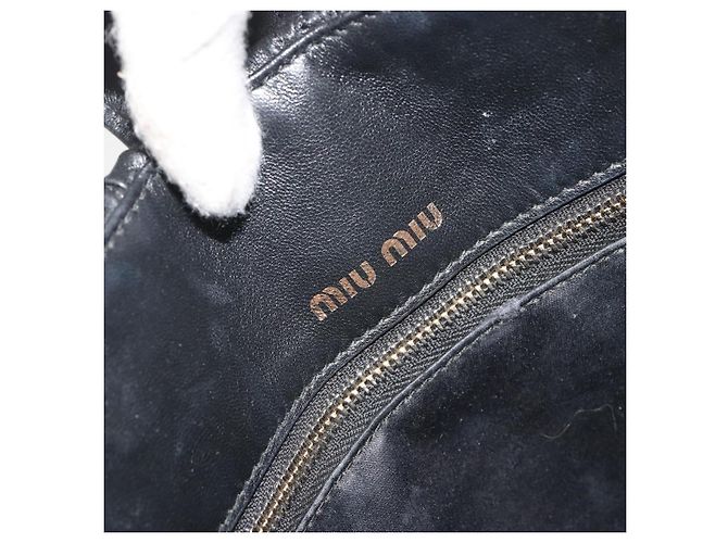 Miu Miu Matelasse Hand Bag Leather Black Gold - vista 19