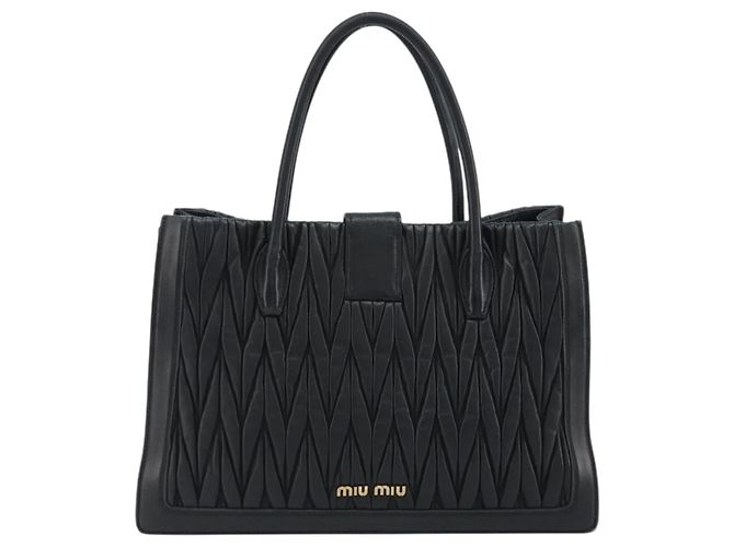 Miu Miu Matelasse Hand Bag Leather Black Gold - vista 2
