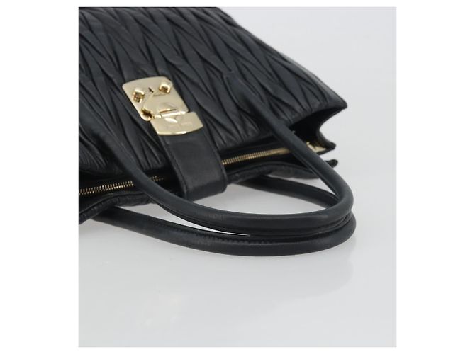 Miu Miu Matelasse Hand Bag Leather Black Gold - vista 7