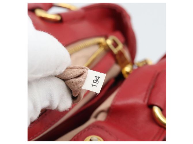 Miu Miu Matelasse Hand Bag Leather 2way Red Gold - vista 11
