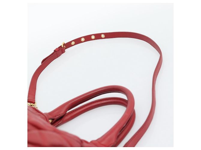 Miu Miu Matelasse Hand Bag Leather 2way Red Gold - vista 15