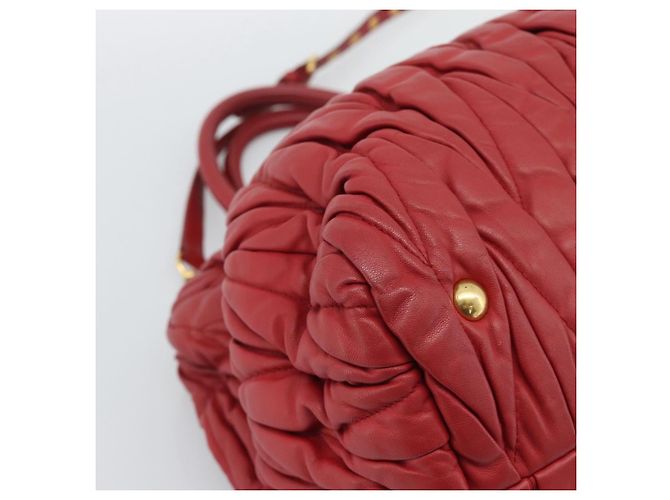 Miu Miu Matelasse Hand Bag Leather 2way Red Gold - vista 16