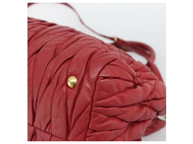 Miu Miu Matelasse Hand Bag Leather 2way Red Gold - vista 17