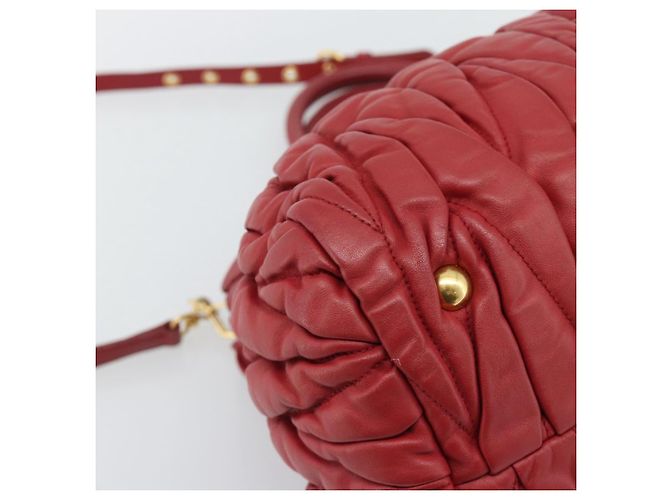 Miu Miu Matelasse Hand Bag Leather 2way Red Gold - vista 18