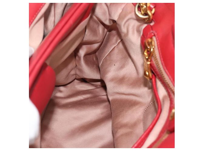 Miu Miu Matelasse Hand Bag Leather 2way Red Gold - vista 22
