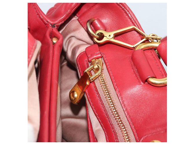 Miu Miu Matelasse Hand Bag Leather 2way Red Gold - vista 23