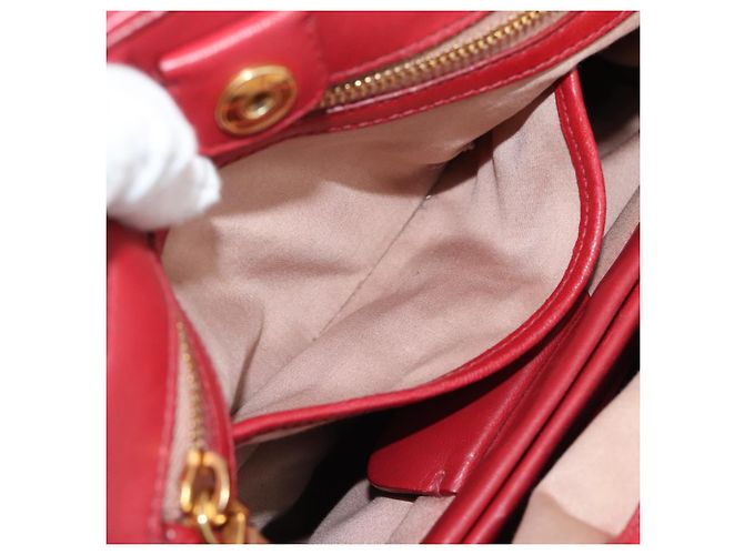 Miu Miu Matelasse Hand Bag Leather 2way Red Gold - vista 25