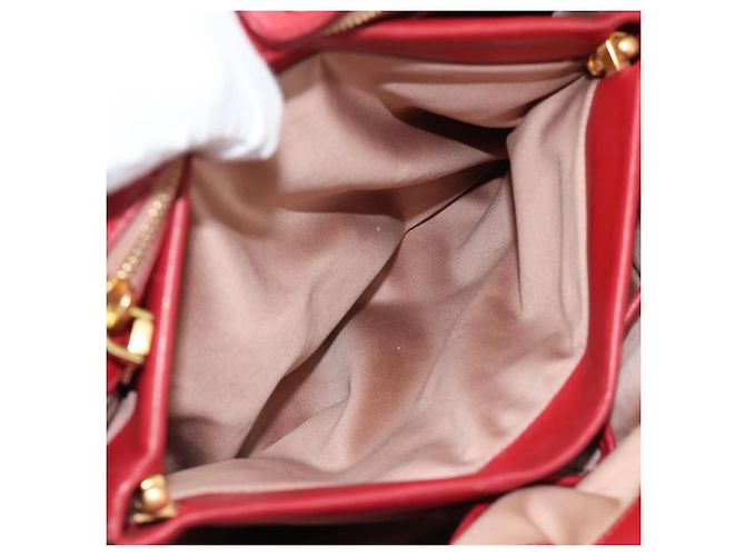 Miu Miu Matelasse Hand Bag Leather 2way Red Gold - vista 26