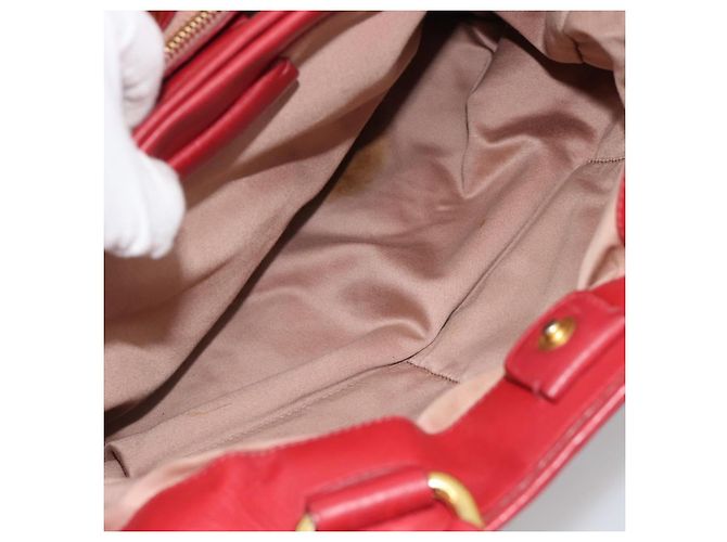 Miu Miu Matelasse Hand Bag Leather 2way Red Gold - vista 27
