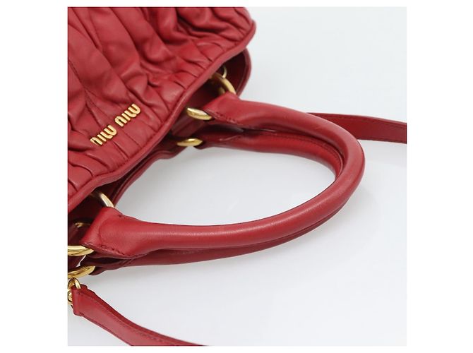 Miu Miu Matelasse Hand Bag Leather 2way Red Gold - vista 7