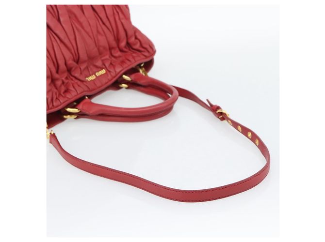 Miu Miu Matelasse Hand Bag Leather 2way Red Gold - vista 8