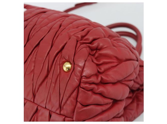 Miu Miu Matelasse Hand Bag Leather 2way Red Gold - vista 9