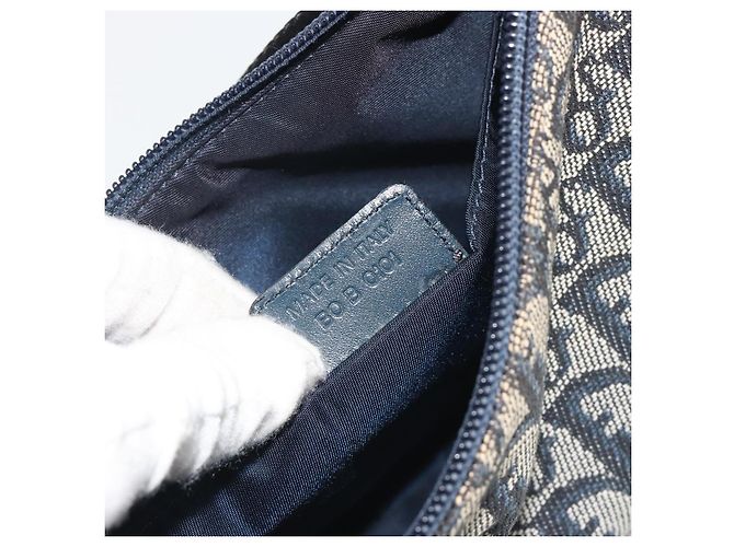 Christian Dior Trotter Canvas Shoulder Bag Navy Silver - vista 12