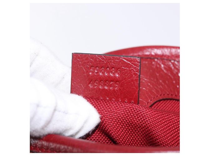 GUCCI Bolsa de ombro em couro vermelho prata 598086 - vista 11