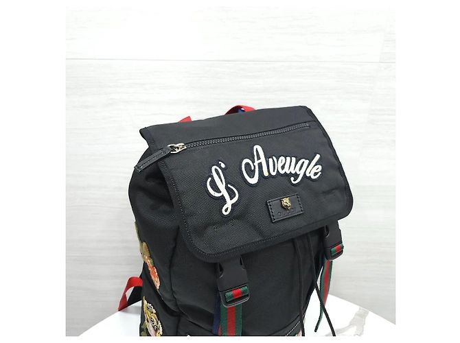 Gucci Techno Canvas Tiger Head Backpack Black - view 5