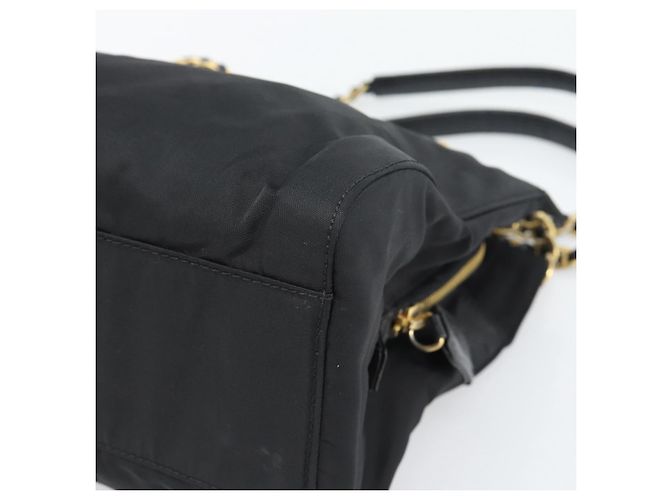 PRADA Chain Shoulder Bag Nylon Black Gold - vista 16
