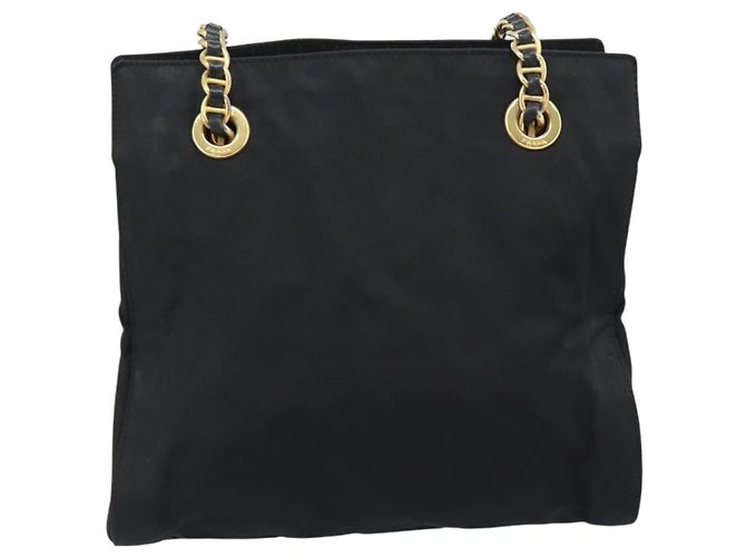 PRADA Chain Shoulder Bag Nylon Black Gold - vista 2