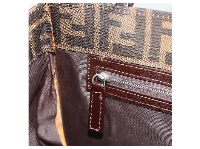 FENDI Zucca Canvas Mamma Baguette Tote Bag Brown Black - vista 23
