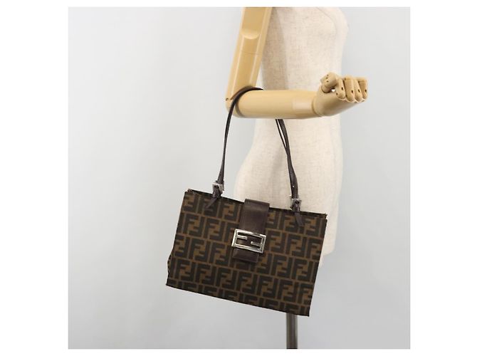 FENDI Zucca Canvas Mamma Baguette Tote Bag Brown Black - vista 25
