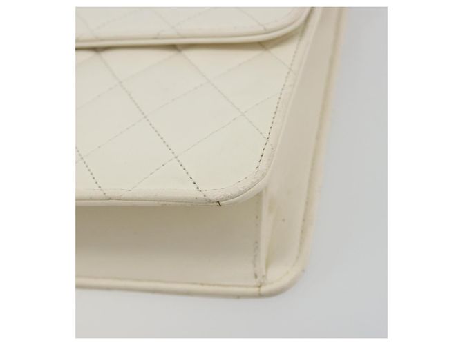 CHANEL Matelasse Chain Chain Shoulder Bag Lamb Skin White Gold CC - vista 10