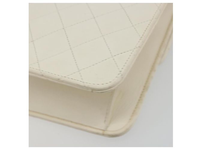 CHANEL Matelasse Chain Chain Shoulder Bag Lamb Skin White Gold CC - vista 12