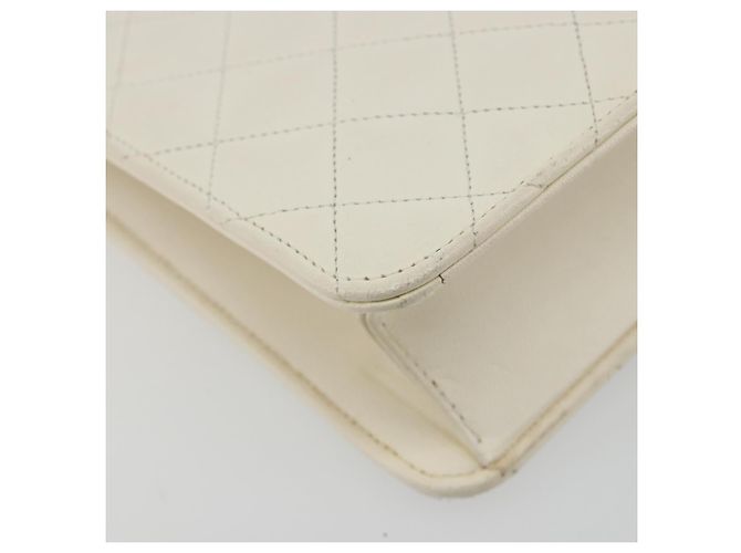 CHANEL Matelasse Chain Chain Shoulder Bag Lamb Skin White Gold CC - vista 13