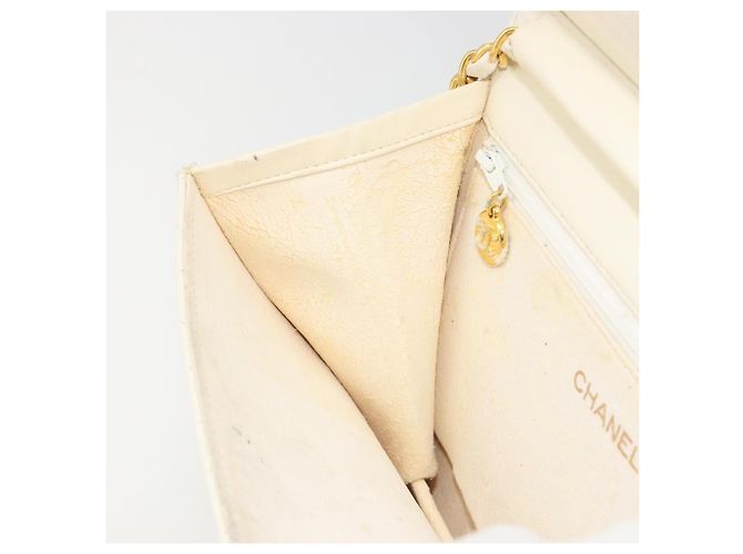 CHANEL Matelasse Chain Chain Shoulder Bag Lamb Skin White Gold CC - vista 19