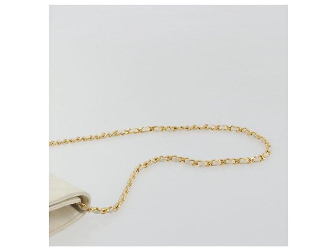 CHANEL Matelasse Chain Chain Shoulder Bag Lamb Skin White Gold CC - vista 8