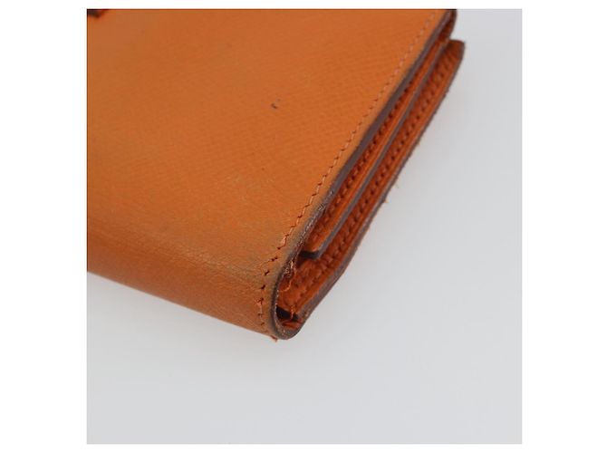 Hermès HERMES Bearn Dupri Long Wallet Leather Orange Gold - vista 10