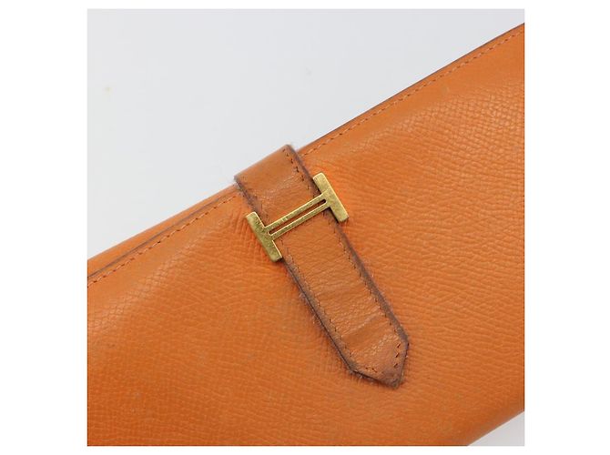 Hermès HERMES Bearn Dupri Long Wallet Leather Orange Gold - vista 13