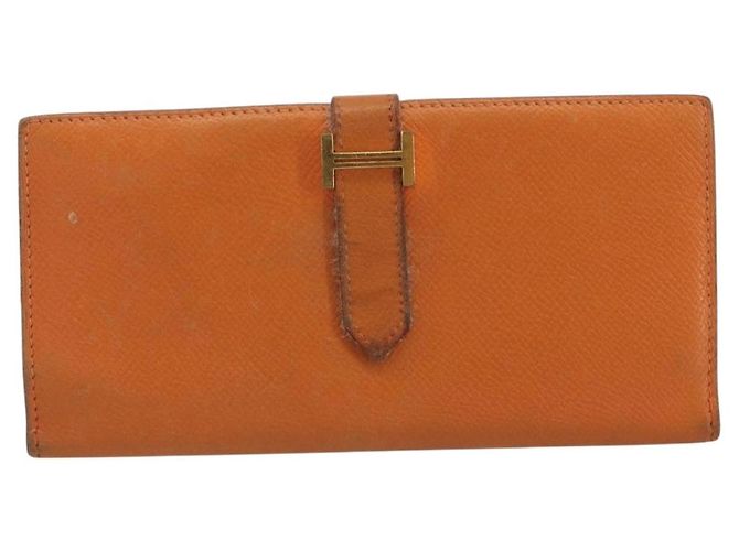 Hermès HERMES Bearn Dupri Long Wallet Leather Orange Gold - vista 2