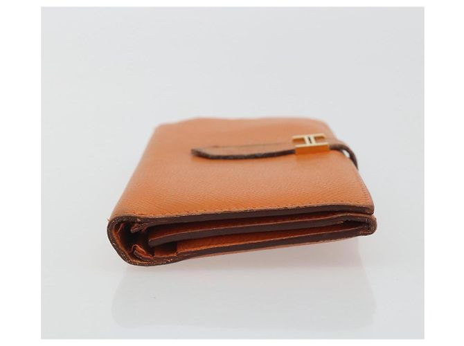 Hermès HERMES Bearn Dupri Long Wallet Leather Orange Gold - vista 4