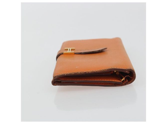Hermès HERMES Bearn Dupri Long Wallet Leather Orange Gold - vista 5