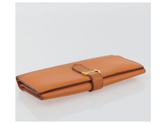 Hermès HERMES Bearn Dupri Long Wallet Leather Orange Gold - vista 6