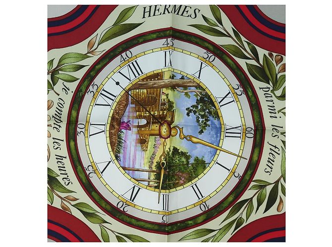 Hermès HERMES Carre 90 Scarf Silk  la ronde des heures  Navy White - vista 6