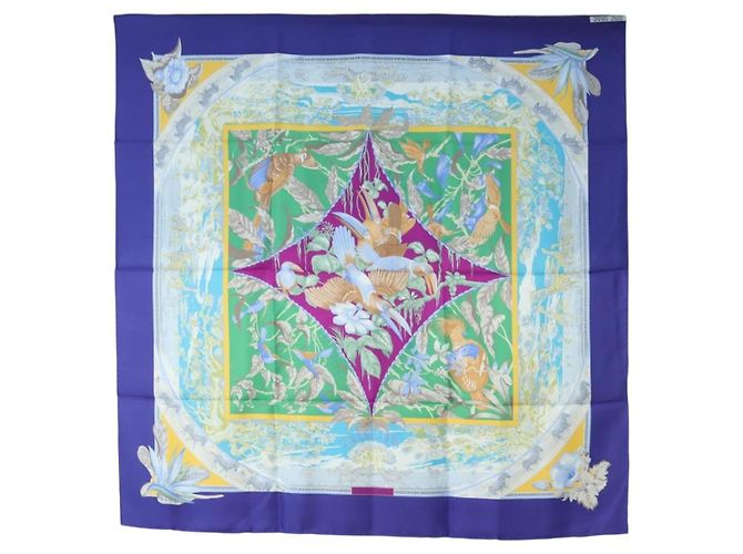 Hermès HERMES Carre 90 Scarf  TROPIQUES  Silk Blue - vista 12