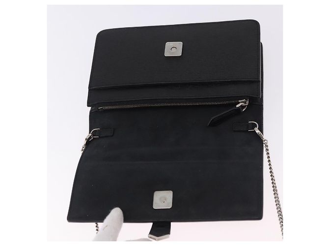 FENDI Karito Chain Shoulder Wallet Leather Black Silver 8M0346 - vista 10