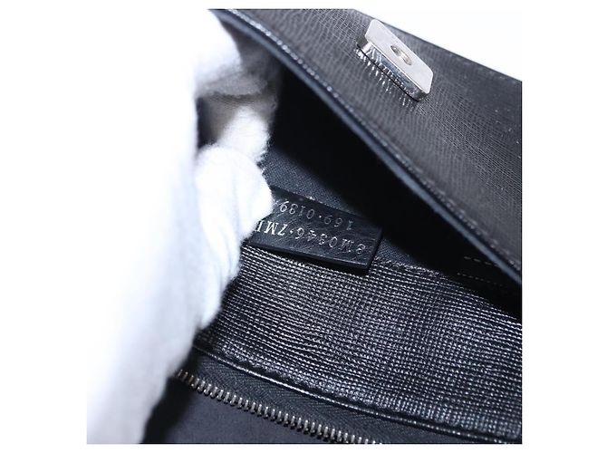FENDI Karito Chain Shoulder Wallet Leather Black Silver 8M0346 - vista 12