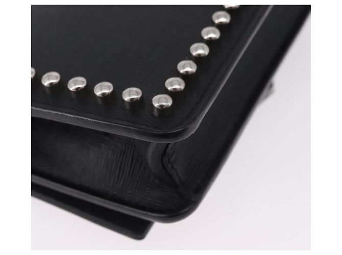 FENDI Karito Chain Shoulder Wallet Leather Black Silver 8M0346 - vista 15