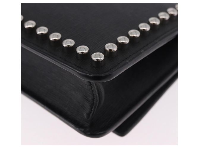 FENDI Karito Chain Shoulder Wallet Leather Black Silver 8M0346 - vista 16
