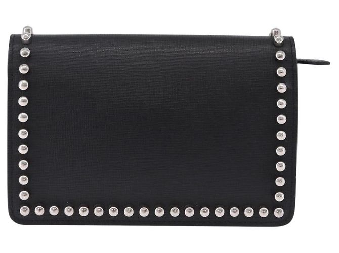 FENDI Karito Chain Shoulder Wallet Leather Black Silver 8M0346 - vista 2