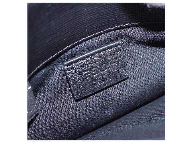 FENDI Karito Chain Shoulder Wallet Leather Black Silver 8M0346 - vista 24