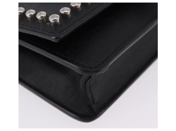 FENDI Karito Chain Shoulder Wallet Leather Black Silver 8M0346 - vista 9