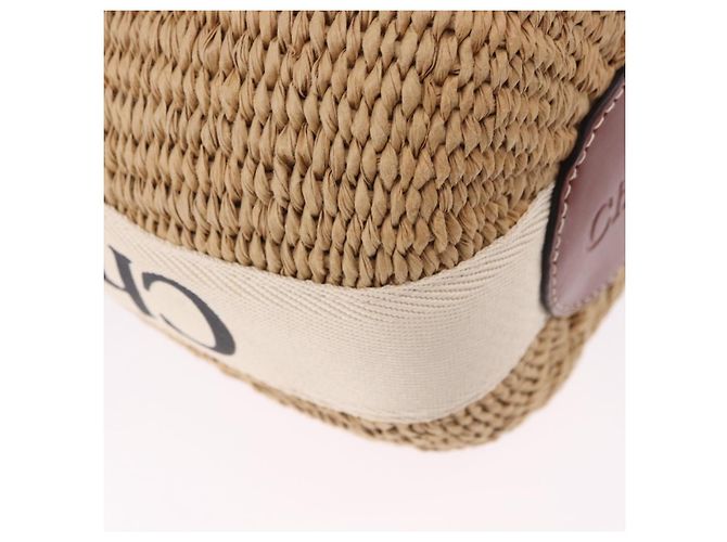 Chloé Chloe Woody Small Basket Shoulder Bag Raffia Beige - vista 12