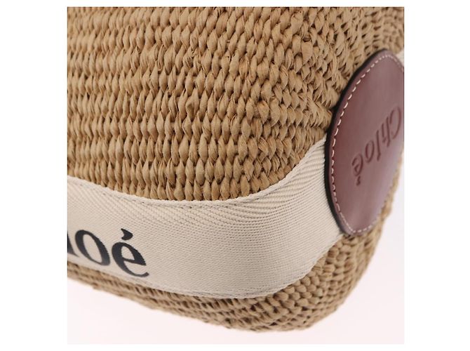 Chloé Chloe Woody Small Basket Shoulder Bag Raffia Beige - vista 14