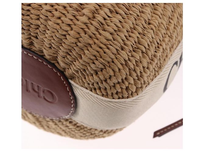 Chloé Chloe Woody Small Basket Shoulder Bag Raffia Beige - vista 15
