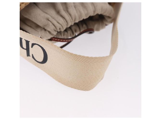 Chloé Chloe Woody Small Basket Shoulder Bag Raffia Beige - vista 7